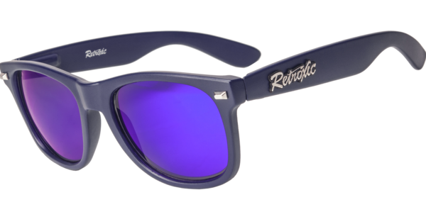 Retroxic 10011 Navy matt Sonnenbrille blau verspiegelte Gläser