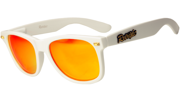 Retroxic 1002 Sonnenbrille in Weiß glänzend, Gläser rot verspiegelt