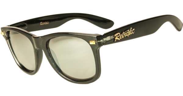 Retroxic 1001C Sonnenbrille in  Nachtschwarz kristall Farbe, Silber verspiegelte Gläser
